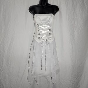 Jessica McClintock White Strapless Midi Dress